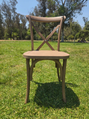 Cross Back Antique Brushed Light Brown Resin Chair