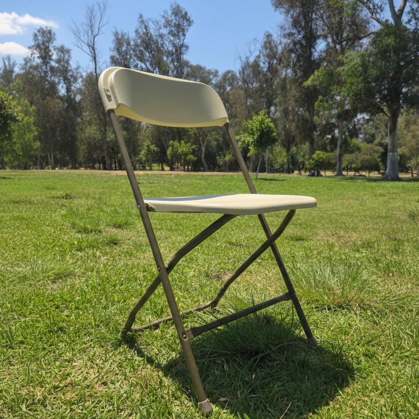 Beige Plastic Folding Chairs, Sold In Boxes Of 8.