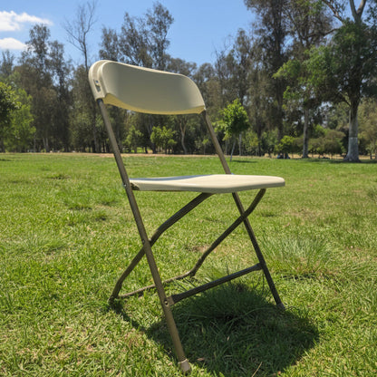 Beige Plastic Folding Chairs, Sold In Boxes Of 8.