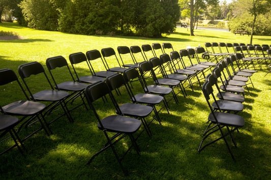 Black Plastic Folding Chairs, Sold In Boxes Of 6