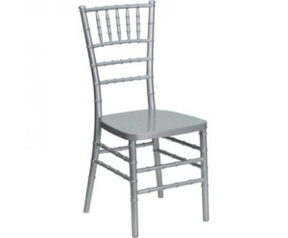 Silver Resin Chiavari chair (sold in boxes of 4 assembly required) price per chair.