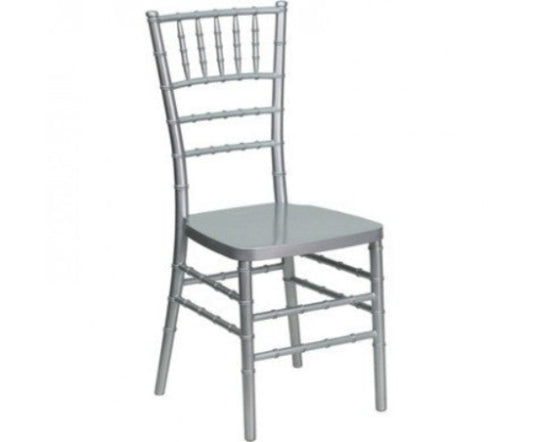 Silver Resin Chiavari chair (sold in boxes of 4 assembly required) price per chair.