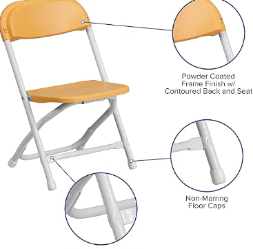 Yellow Kids Plastic Folding Chair 10 Chairs Per Box
