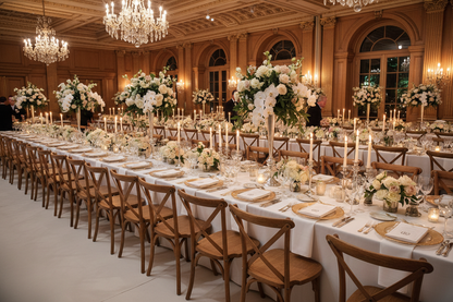 SILLAS DE RESINA CROSSBACK EN EVENTO FORMAL COLOR NATURAL
