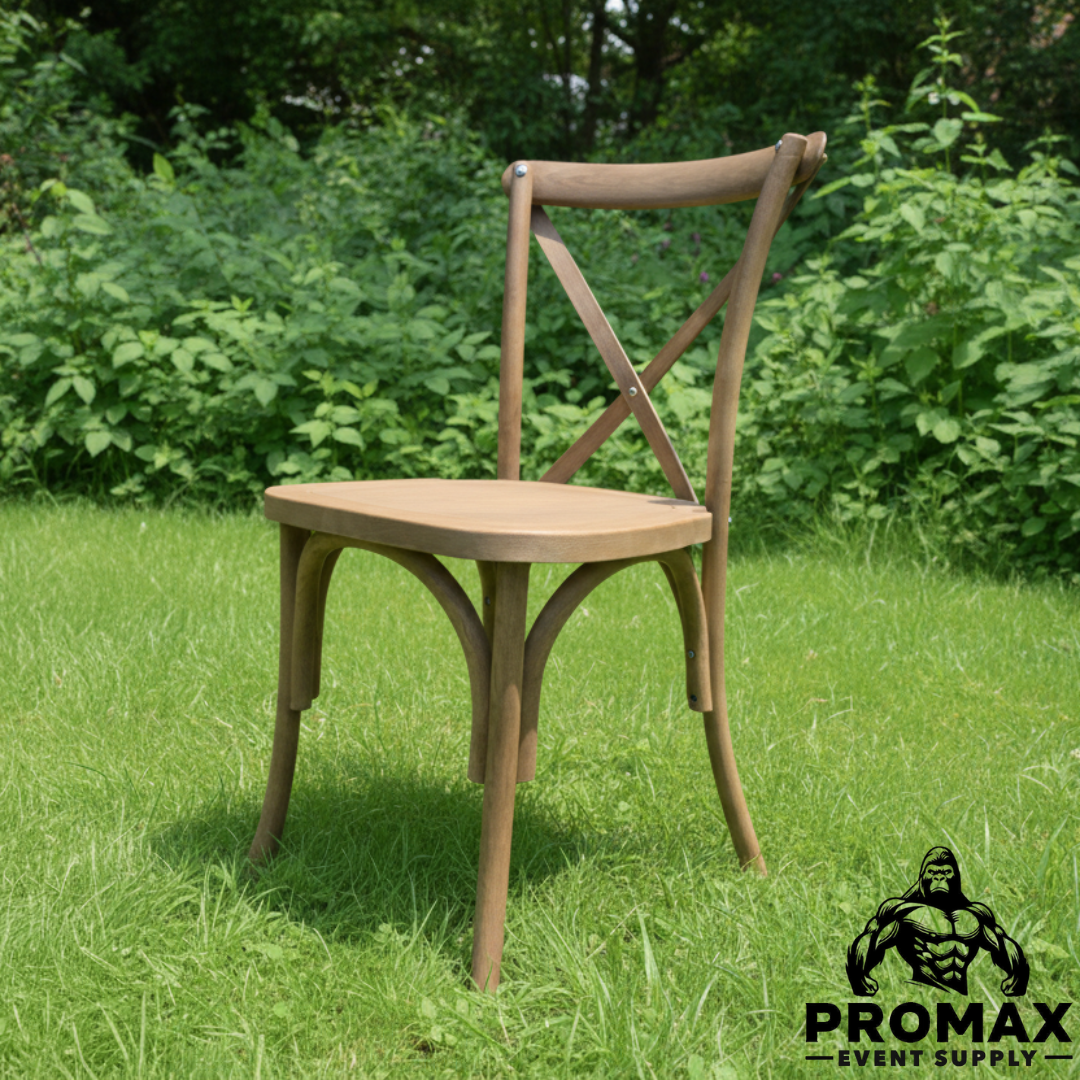 Cross Back Antique Brushed Light Brown Resin Chair