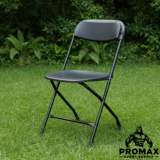 Black Plastic Folding Chairs, Sold In Boxes Of 6