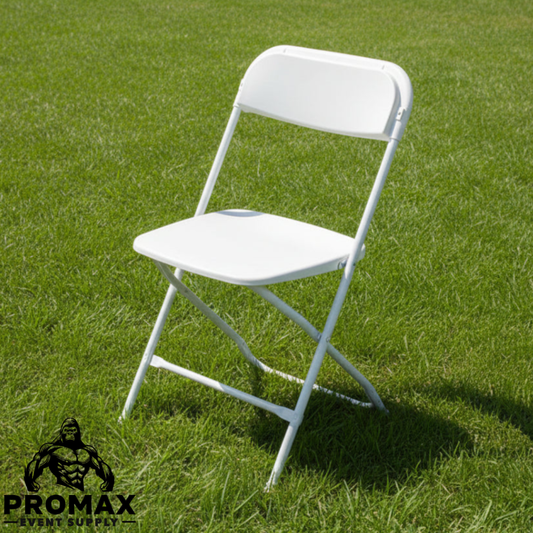 White Plastic Folding Chairs, Sold In Boxes Of 6
